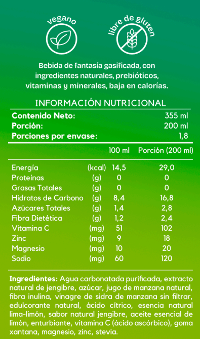 Bebida Prebiótica sabor Limon & Jengibre