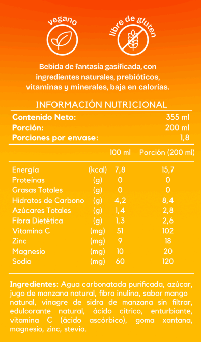 Bebida Prebiótica sabor Mango